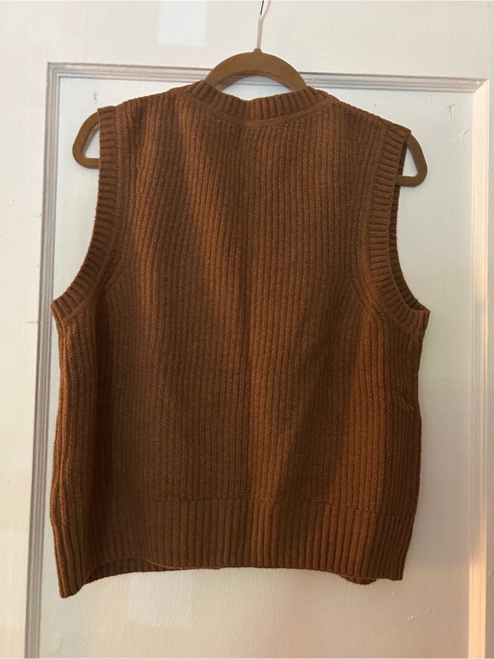 GAP Ribbed Knit Button-Front Vest in Copper Brown - Picture 3 of 4